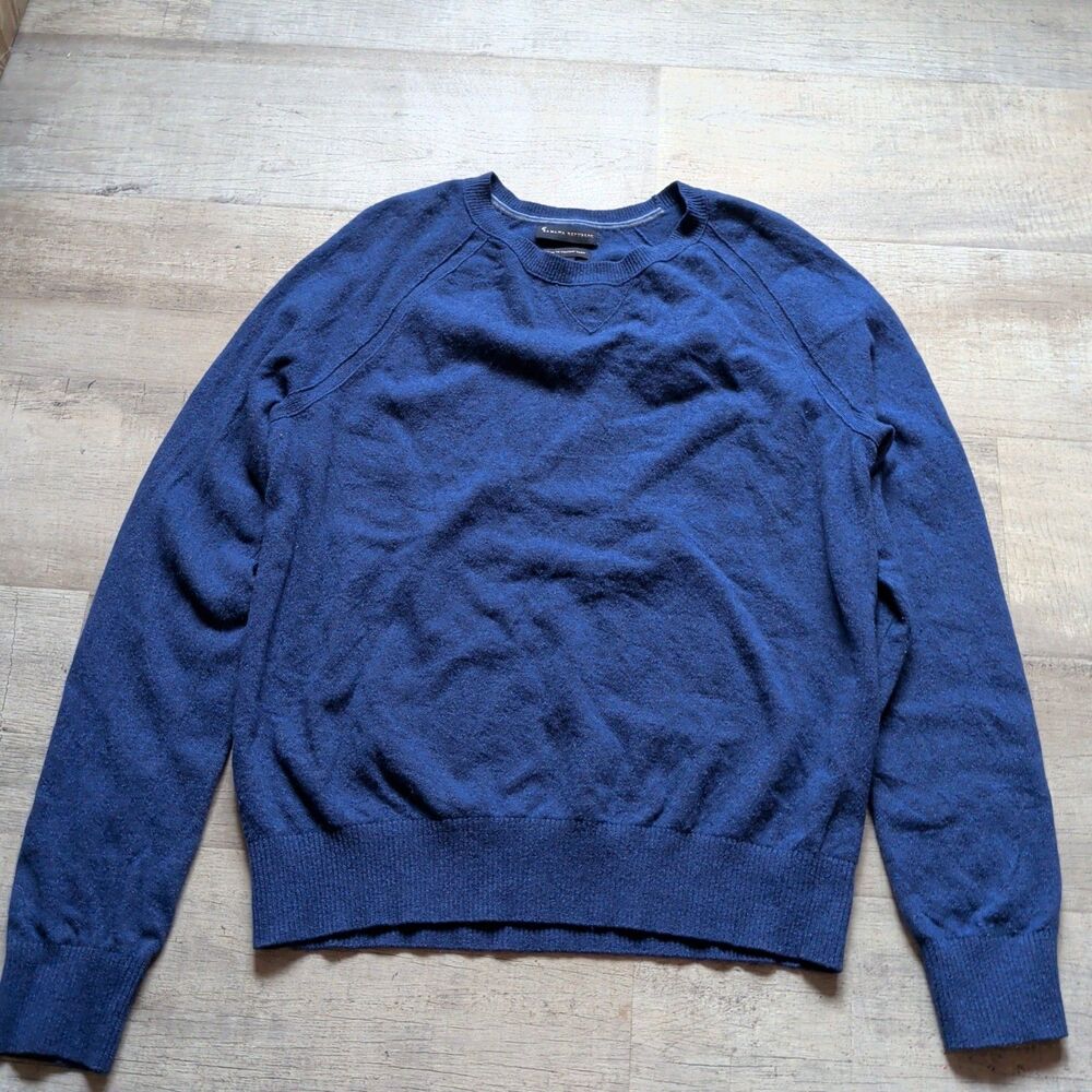 Banana Republic Men's Large Crew Neck Sweater Blue 80% Merino Wool 20% Nylon